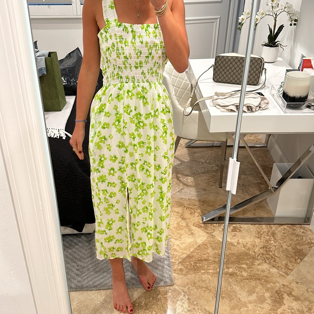 Wayf Dress Green and White Floral Size Small